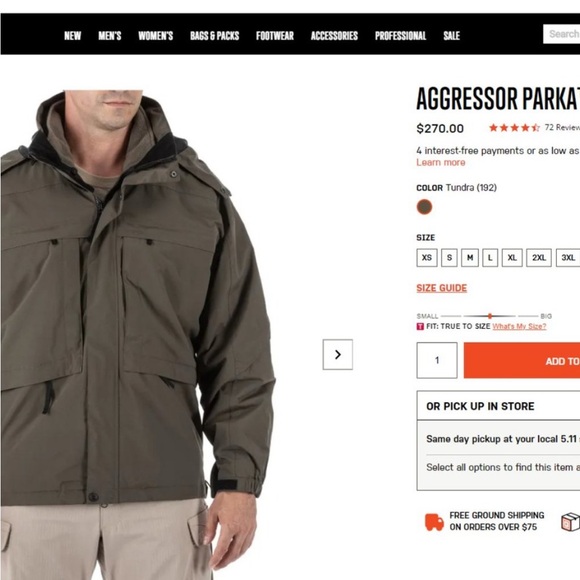 5.11 3 IN 1 SYSTEM TACTICAL AGGRESSOR PARKA NWOT ***COLOR IS ACTUALLY COYOTE *** - Picture 13 of 13